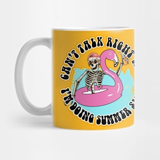 Funny Summer Flamingo Skeleton Pool Vacation Party Mug